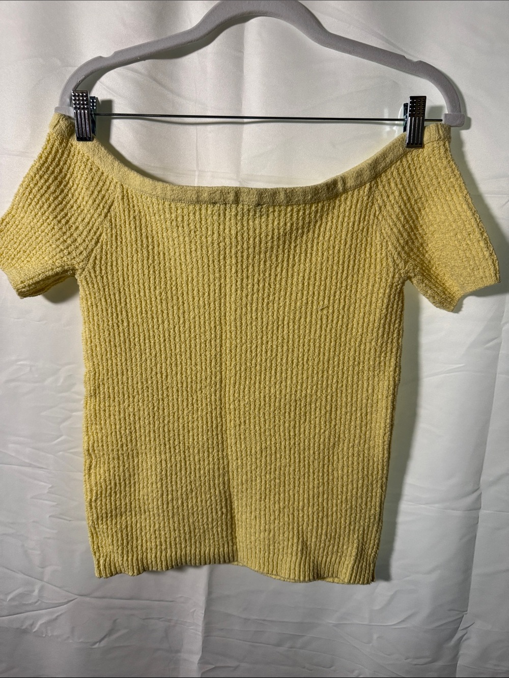 Ann Taylor Pale Yellow Off-the-Shoulder Ribbed Knit Sweater - Picture 4 of 4